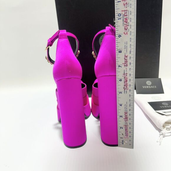 Versace Aevitas Platform Pumps 37 US 7 Pink Fuchsia Satin Crystal NIB $1575 - Picture 11 of 16